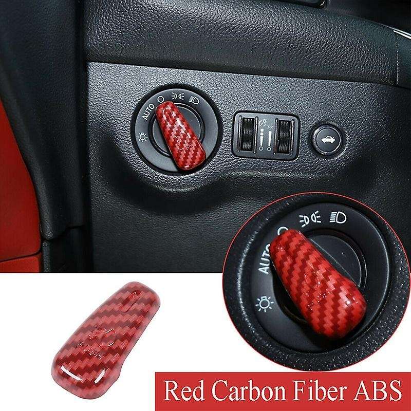 Headlight Switch Control Decoration Cover Trim for Charger 2010+ 2015+ Durango 2011+, Red Carbon Fib