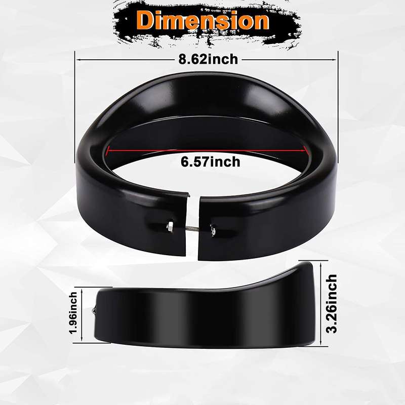 Headlight Trim Ring 7Inch Black Visor Type Motorcycle Trim Ring for Softail Street Glide Road King G