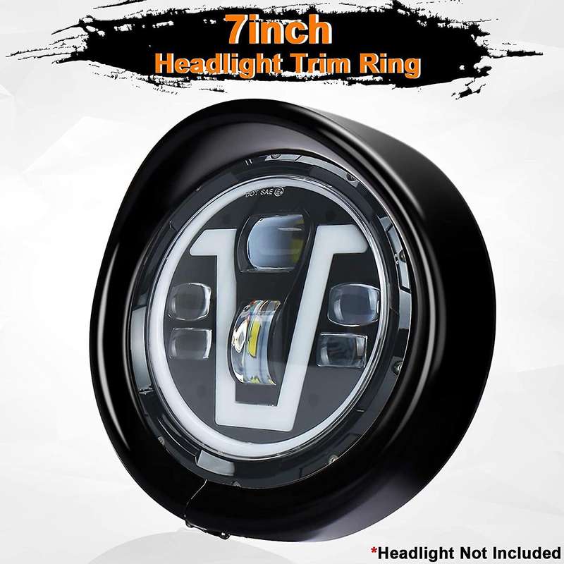 Headlight Trim Ring 7Inch Black Visor Type Motorcycle Trim Ring for Softail Street Glide Road King G
