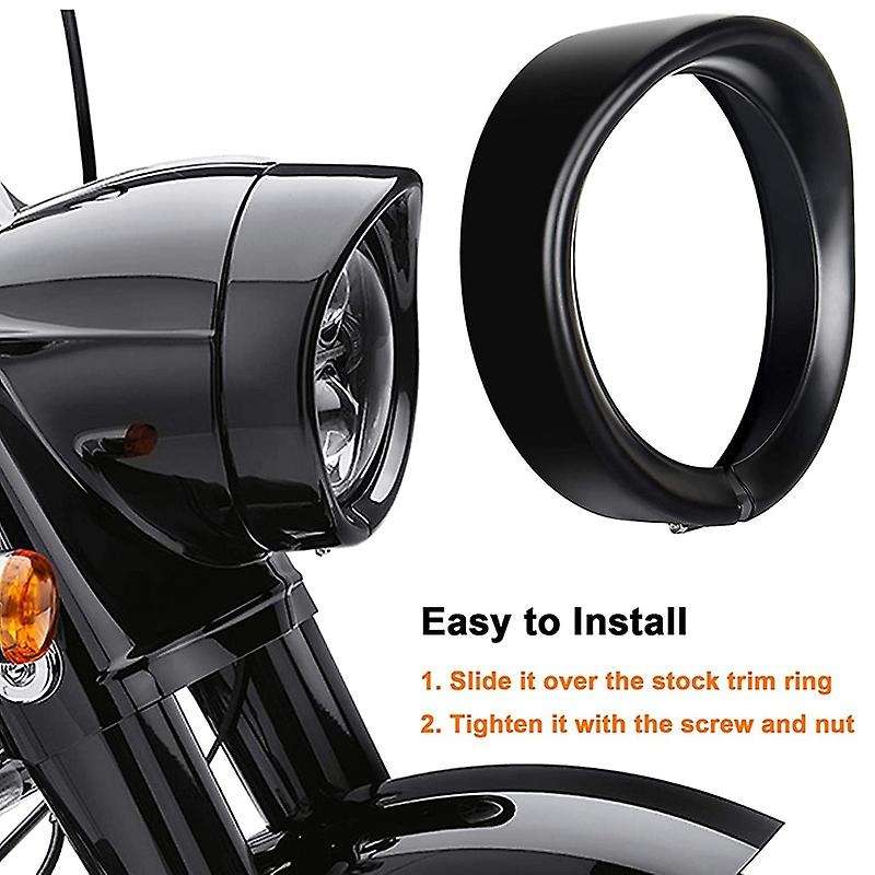Headlight Trim Ring 7Inch Black Visor Type Motorcycle Trim Ring for Softail Street Glide Road King G