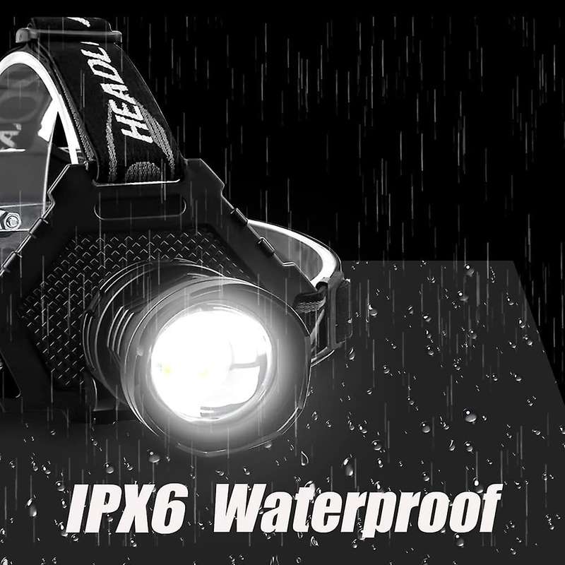 Headlights Super Bright Zoomable Headlamp 1800Lm XM-L T6 LED Waterproof Adjustable Head Lamp