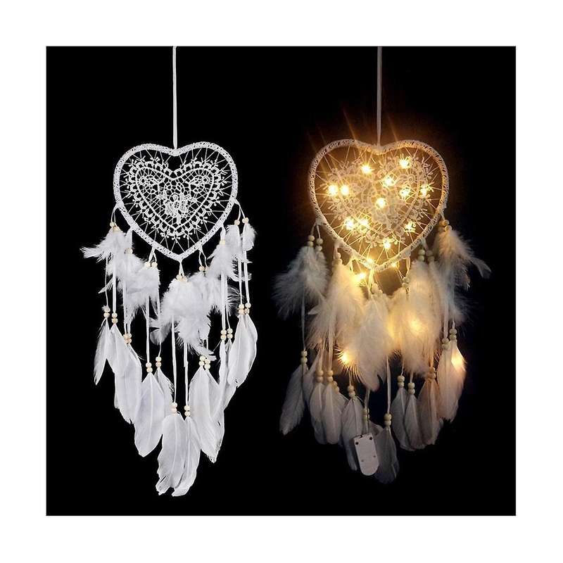Heart Boho Dream Catcher, with Led Light Heart-shaped Dream Catcher Pendant Boho Style Decoration F