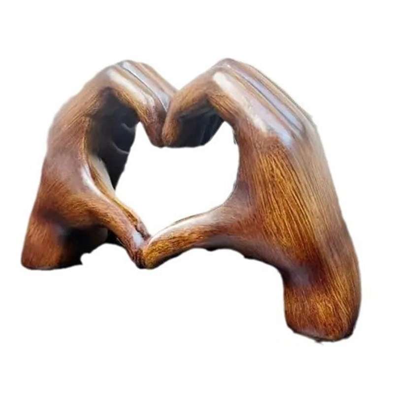 Heart Gesture Sculpture Hand Gesture Statue Resin Heart Sculpture Ornament Lovers Dinning Table Deco