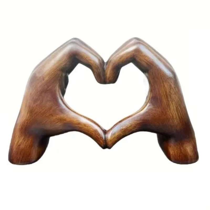 Heart Gesture Sculpture Hand Gesture Statue Resin Heart Sculpture Ornament Lovers Dinning Table Deco