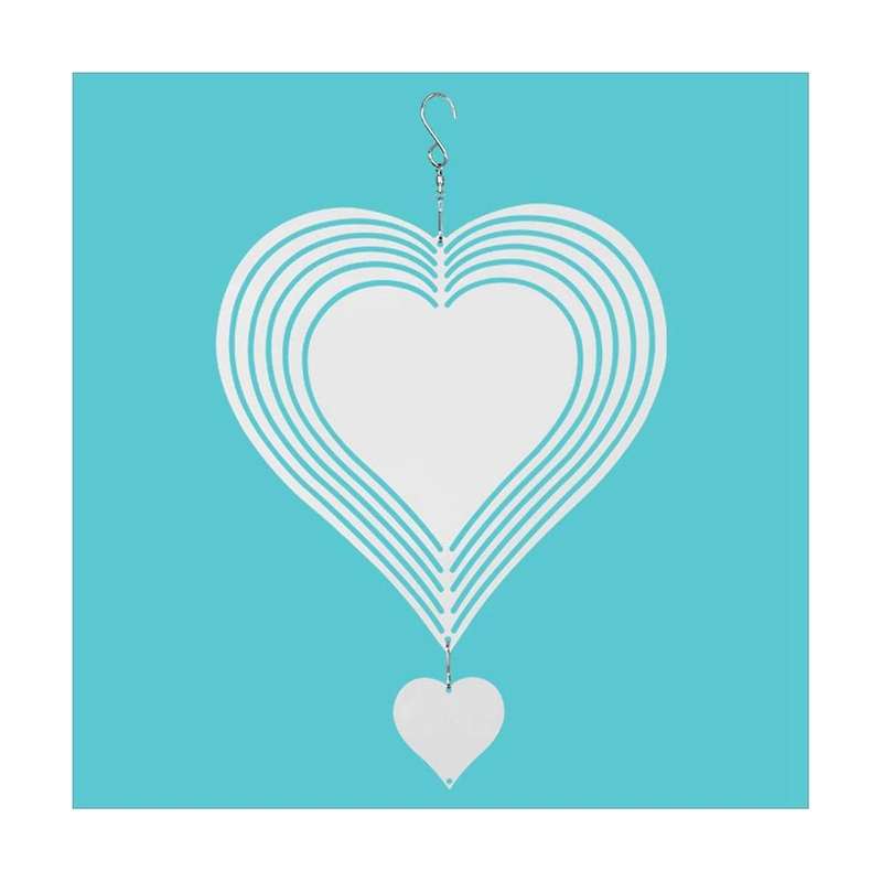 Heart Shape Dimensional Rotating Wind Chime Garden Decoration Sublimation Blank Double-sided Diy Pr