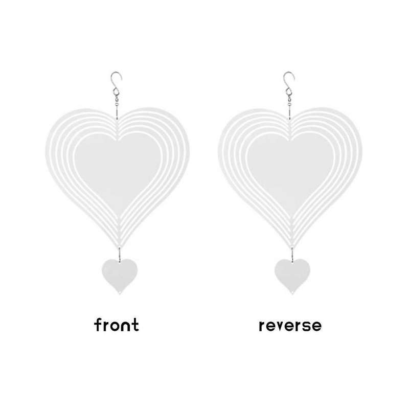 Heart Shape Dimensional Rotating Wind Chime Garden Decoration Sublimation Blank Double-sided Diy Pr