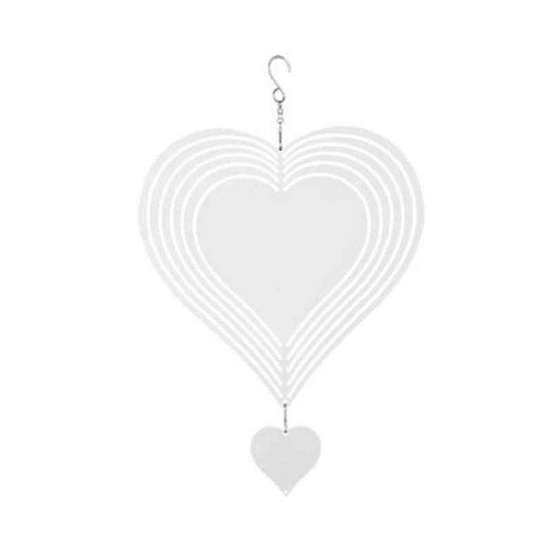 Heart Shape Dimensional Rotating Wind Chime Garden Decoration Sublimation Blank Double-sided Diy Pr