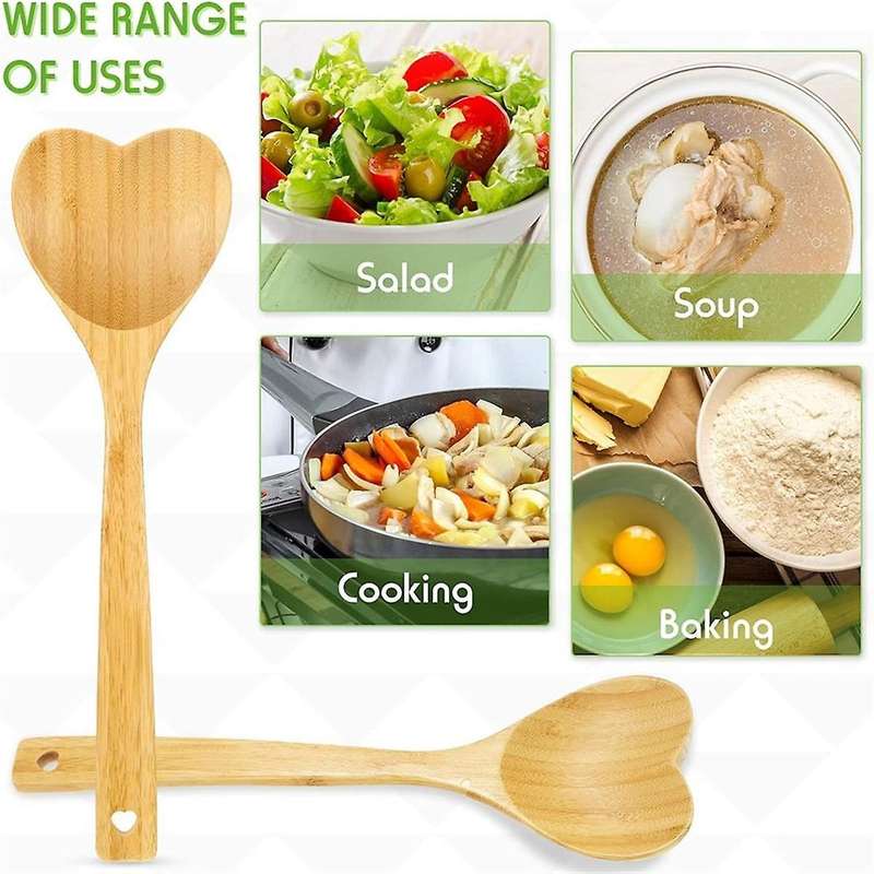 Heart Shaped Bamboo Spoon - Engraved SPOONFUL OF LOVE Wooden Serving Mixing Spoon - Unique Gift Idea