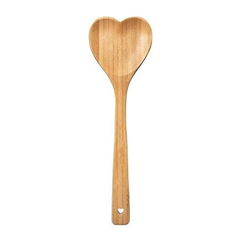 Heart Shaped Bamboo Spoon - Engraved SPOONFUL OF LOVE Wooden Serving Mixing Spoon - Unique Gift Idea
