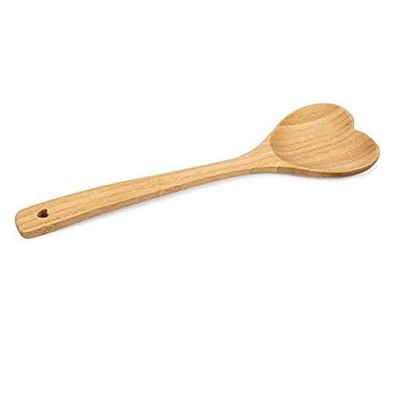 Heart Shaped Bamboo Spoon - Engraved SPOONFUL OF LOVE Wooden Serving Mixing Spoon - Unique Gift Idea