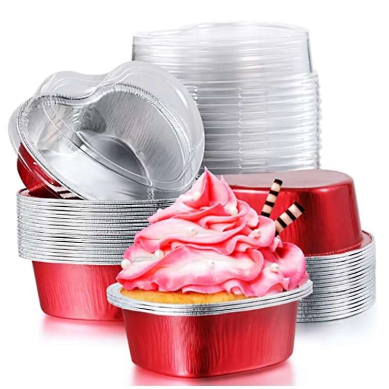Heart-Shaped Cake Pan with Aluminum Foil Disposable Heart-Shaped Cake Pan Suitable for Valentine's D