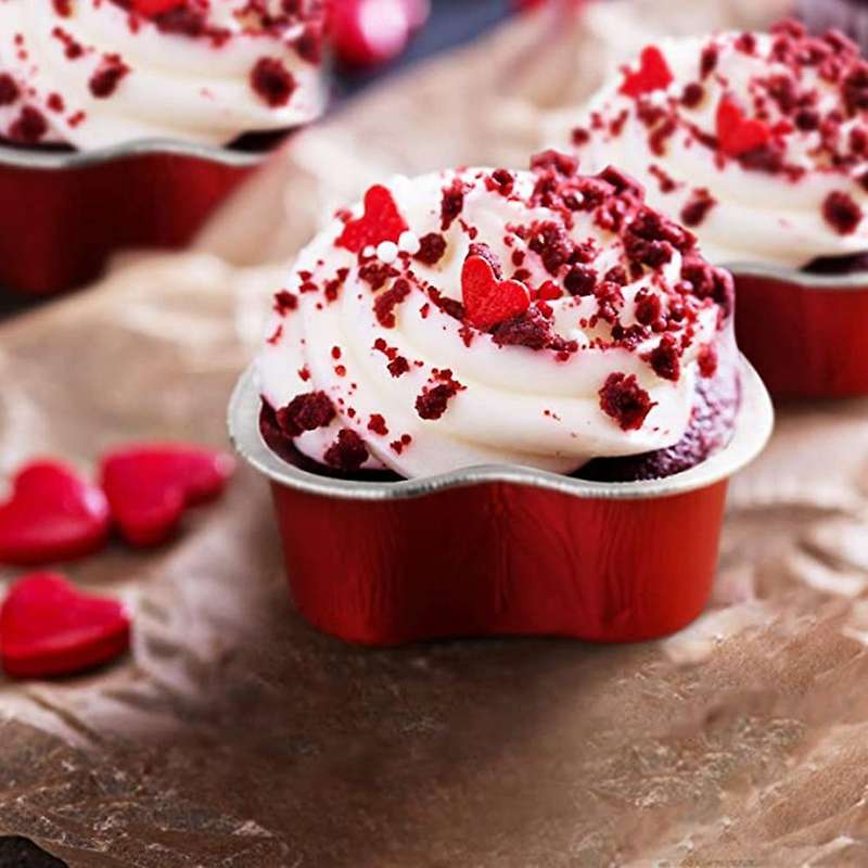 Heart-Shaped Cake Pan with Aluminum Foil Disposable Heart-Shaped Cake Pan Suitable for Valentine's D