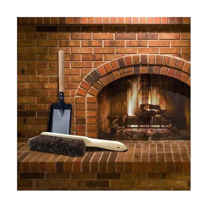 Hearth Brush Set,silicone Gloves,fireplace Shovel Hand Shovel and Brush,wooden Handles Coal Fireplac