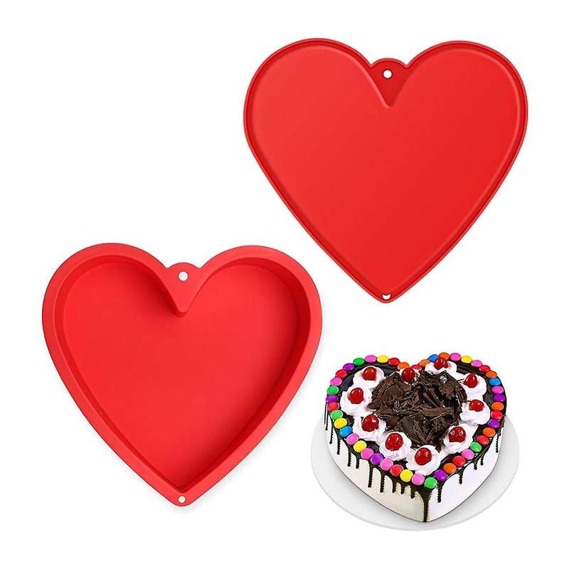 Heart Shaped Cake Pans 8.6Inch,Nonstick Silicone Heart Cake Mold,Reusable Baking Tins,Heart Cake Pan