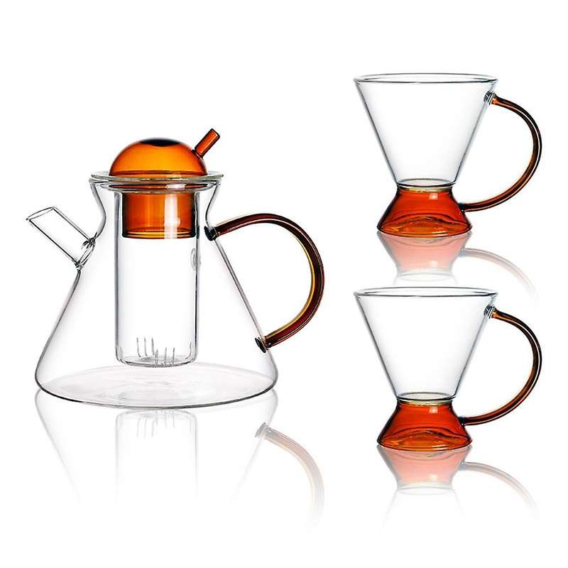 Heat Resistant Glass Teapot Coffee Pot Set Hand Brewed Coffee Sharing Pot Engraved Measuring Cup Gla