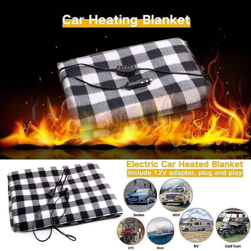 Heated Blanket Car Electric Blanket 12V Car Electric Blanket Grid Warm Autumn and Winter Car Electri