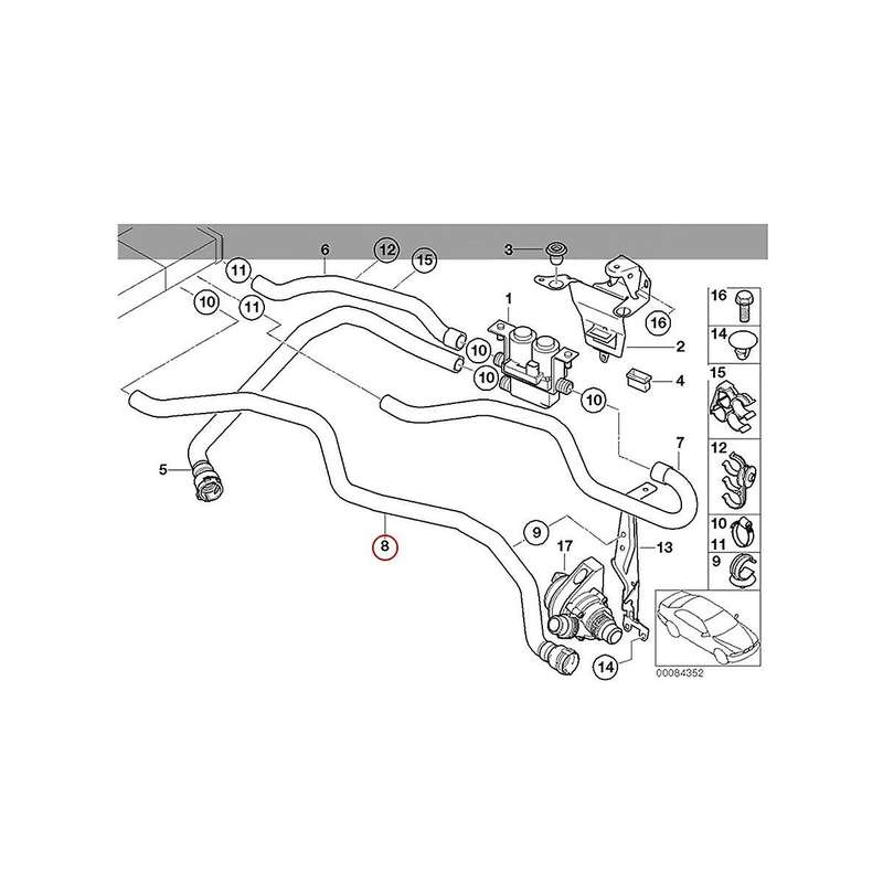Heater Core to Expansion Tank Hose 64218380127 for X5 E53 3.0i 2001 2002 2003 2004 2005 2006