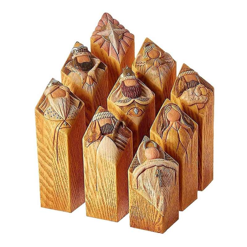 Heaven Nativity Tree Pillar Statue Resin Craft Statues Desktop Ornament Home Office Restaurant Decor