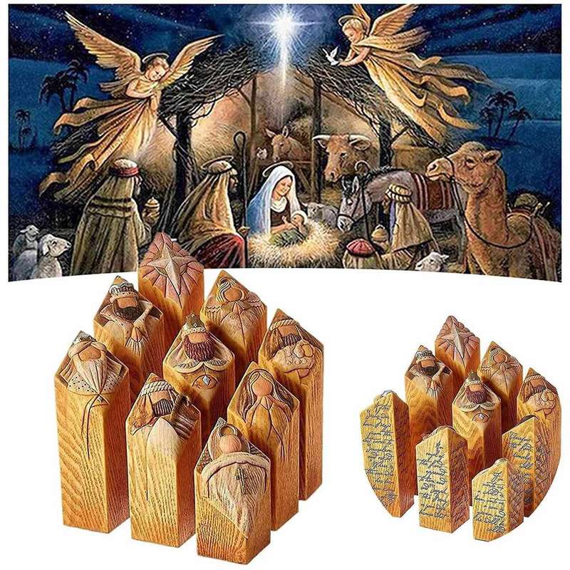 Heaven Nativity Tree Pillar Statue Resin Craft Statues Desktop Ornament Home Office Restaurant Decor