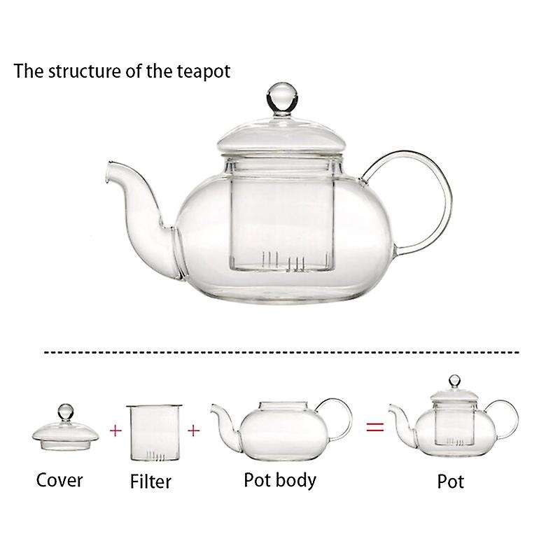 Heat-Resistant Glass Teapot Filter Kung Tea Set Six-Person Pot Borosilicate Pot 600Ml