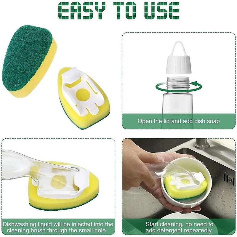 Heavy Duty Dish Wand Sponge Brush, Non-scratch Kitchen Scrub Brush for Dish,sink Cleaning Sponges H