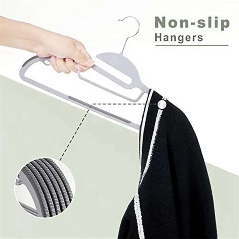 Heavy Duty Plastic Hangers with Non- Design, 360swivel Hook Space Saving Organizer for Bedroom Clo