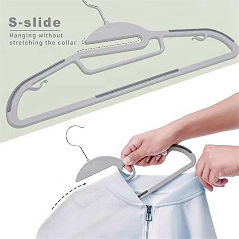 Heavy Duty Plastic Hangers with Non- Design, 360swivel Hook Space Saving Organizer for Bedroom Clo