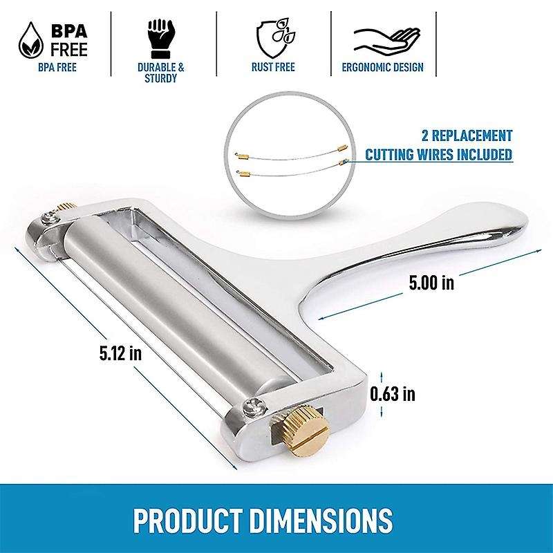 Heavy Duty Stainless Steel Cheese Slicers Premium Adjustable Thickness Cheese Slicer 2 Extra Wires