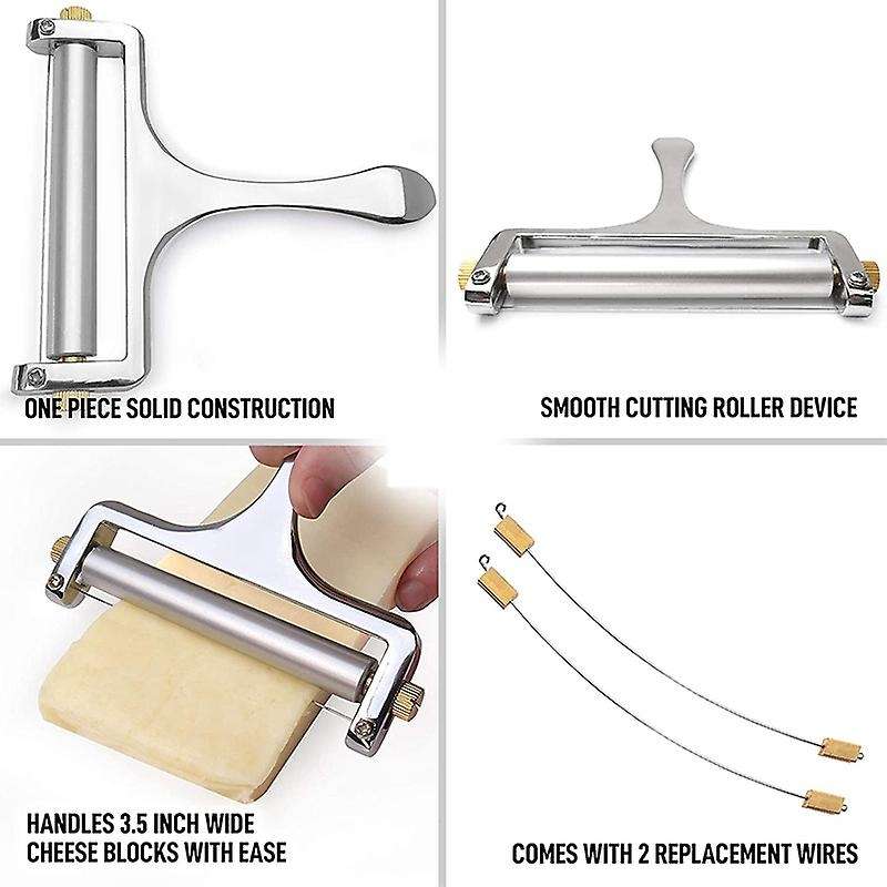 Heavy Duty Stainless Steel Cheese Slicers Premium Adjustable Thickness Cheese Slicer 2 Extra Wires