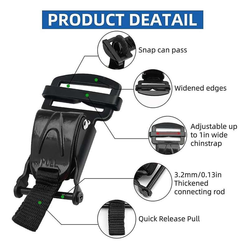 Helmet Quick Release Buckle Replacement Kit, Ratcheted Helmets for Chin Strap Up to 1inch, Motorcycl