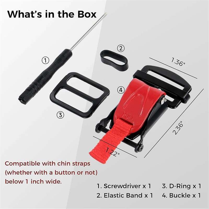 Helmet Quick Release Buckle Replacement Kit, Ratcheted Helmets for Chin Strap Up to 1inch, Motorcycl