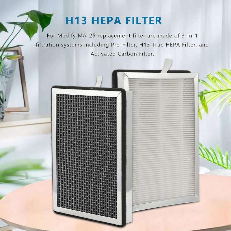 Hepa Filter Replacement for Ma-25 Air Purifier 2-pack 3 In 1 Filtration True Hepa H13 Filter Pre-fi