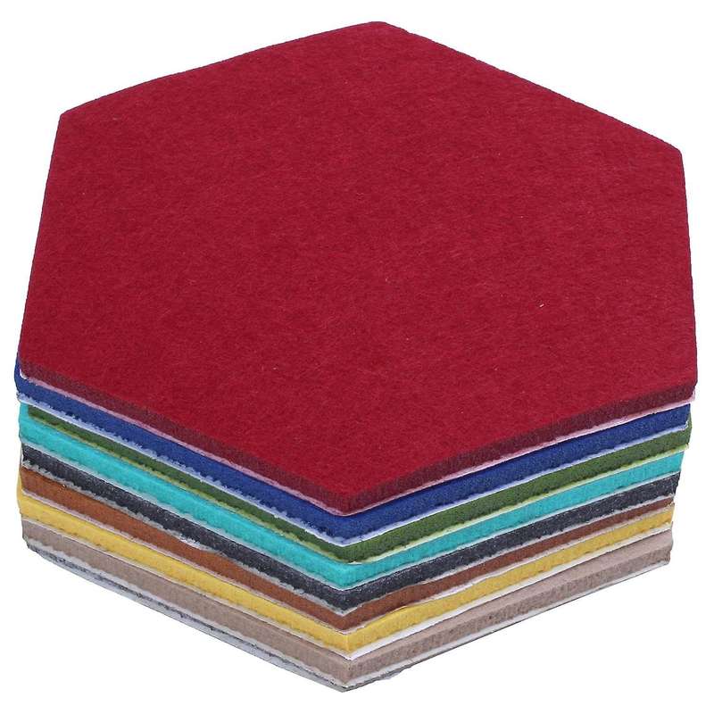 Hexagon Pad Cork Board/pin Board, 9-pack Colorful Wall Tiles Memo Felt Board for Wall Stickers Home