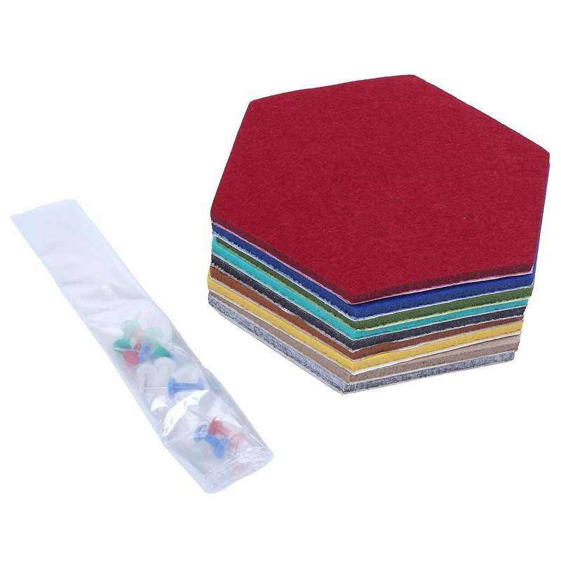 Hexagon Pad Cork Board/pin Board, 9-pack Colorful Wall Tiles Memo Felt Board for Wall Stickers Home