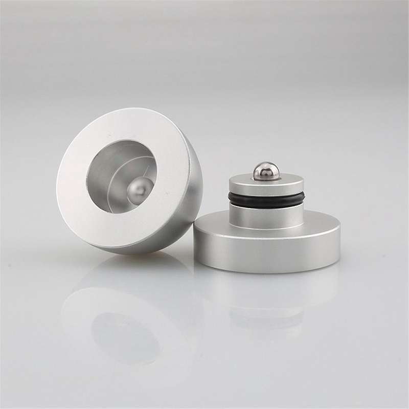 Hifi 4pcs 33x30mm Ball with M8 Screw Shock Absorbing Pad Feet Stands for Speakers Amplifier Silver
