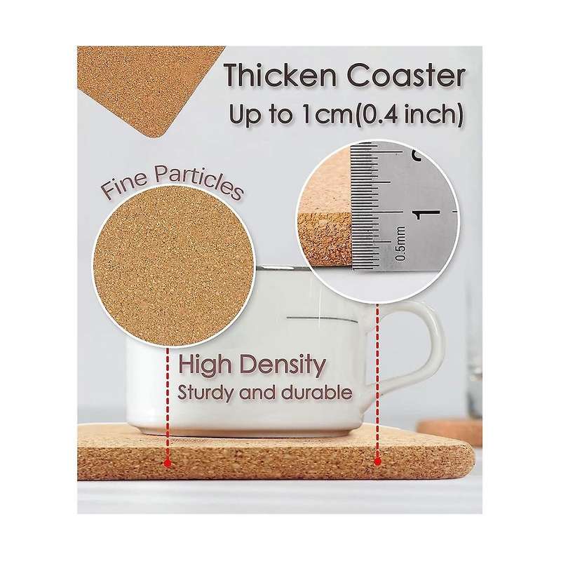 High Density Thick Square Cork Pad for Hot Dishes, 8 Inch Heat Resistant Multifunction Cork Coaster