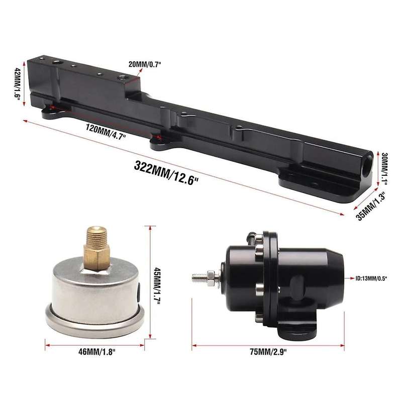 High Flow Fuel Rail W/ Regulator Gauge & AN6 Hose B16 B18 B20 Si B-Series