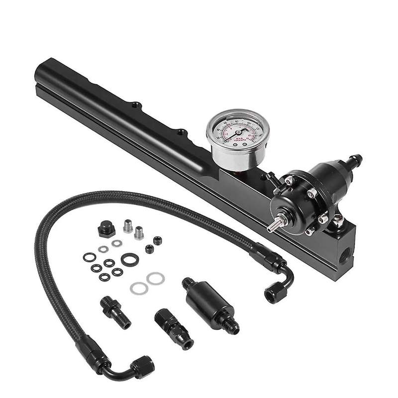 High Flow Fuel Rail W/ Regulator Gauge & AN6 Hose B16 B18 B20 Si B-Series