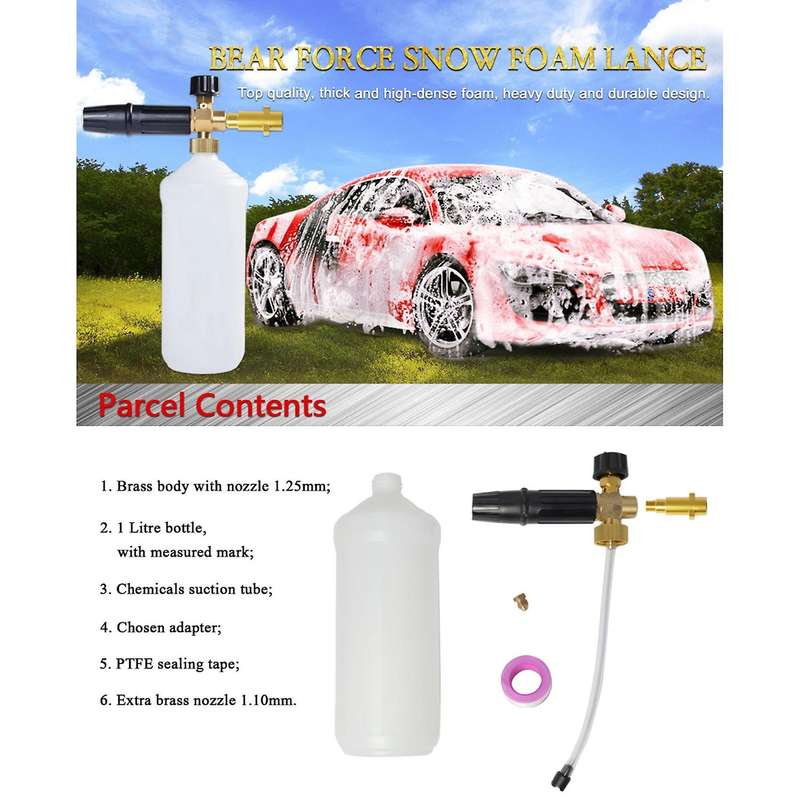 High Pressure Soap Foam Snow Foam Nozzle Adjustable Foam Cannon Generator Adapter Car Pressure Washe