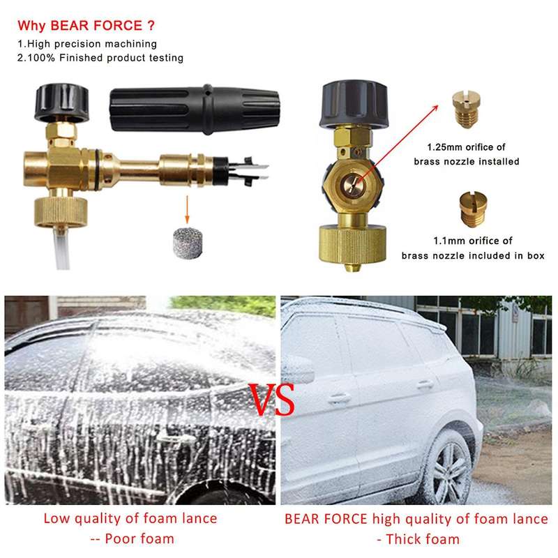 High Pressure Soap Foam Snow Foam Nozzle Adjustable Foam Cannon Generator Adapter Car Pressure Washe