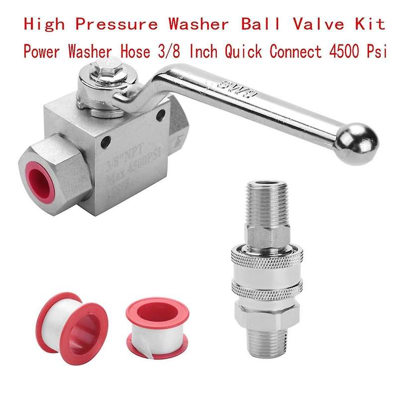High Pressure Washer Ball Valve Kit Power Washer Hose 3/8 Inch Quick Connect 4500 Psi
