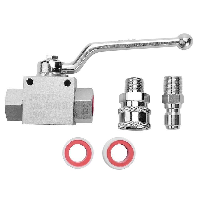 High Pressure Washer Ball Valve Kit Power Washer Hose 3/8 Inch Quick Connect 4500 Psi