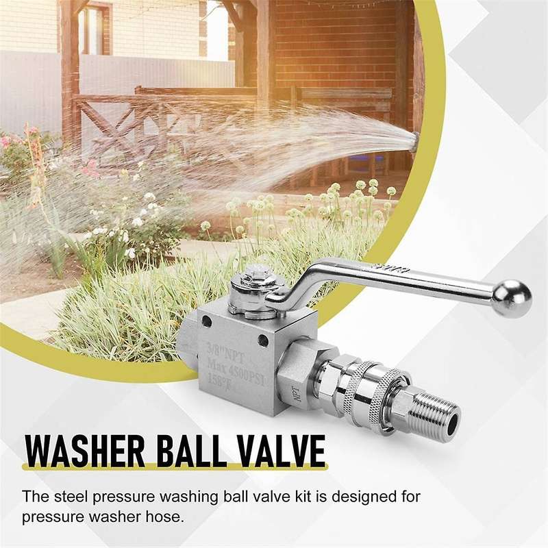 High Pressure Washer Ball Valve Kit Power Washer Hose 3/8 Inch Quick Connect 4500 Psi