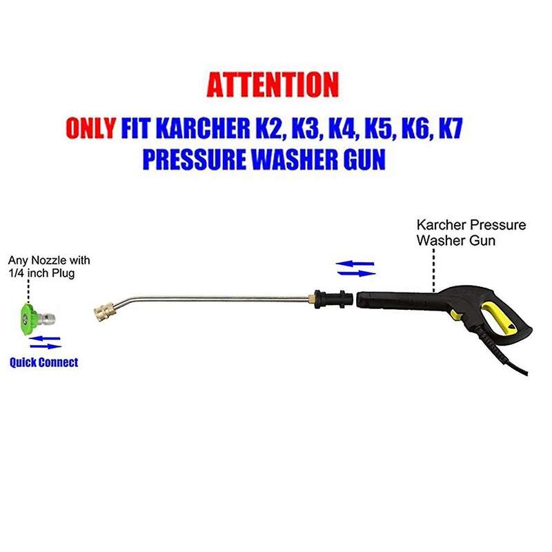 High Pressure Washer Spraygun Extension Rod 1/4Inch Quick Connect Adapter 90 Degree Cleaning Machine