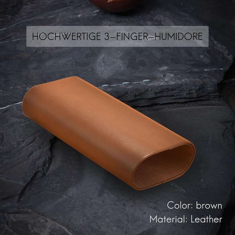 High Quality 3-finger Humidors Portable Cigar Box Brown Cigar Leather Case with Cigar Cutter