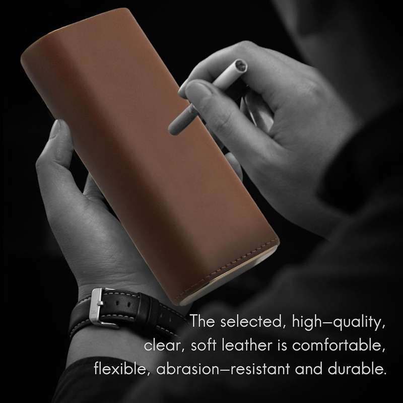 High Quality 3-finger Humidors Portable Cigar Box Brown Cigar Leather Case with Cigar Cutter