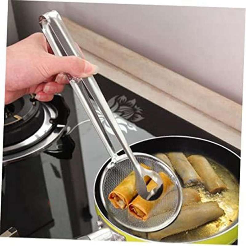 High Temperature Resistant Stainless Steel Frying Tongs, Food Fishing Spoon, Draining Food Tongs, Fr