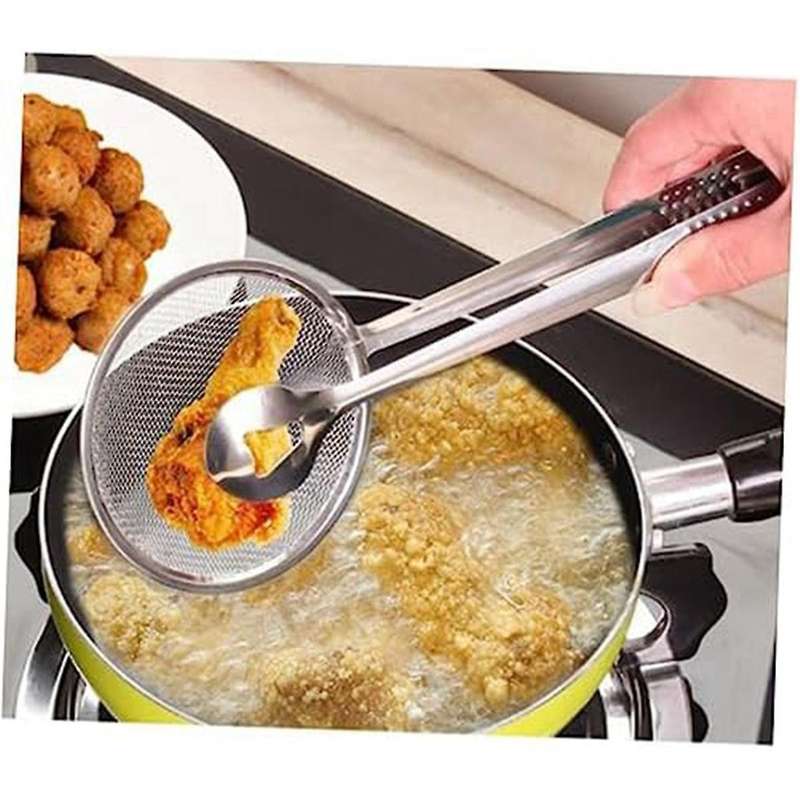 High Temperature Resistant Stainless Steel Frying Tongs, Food Fishing Spoon, Draining Food Tongs, Fr