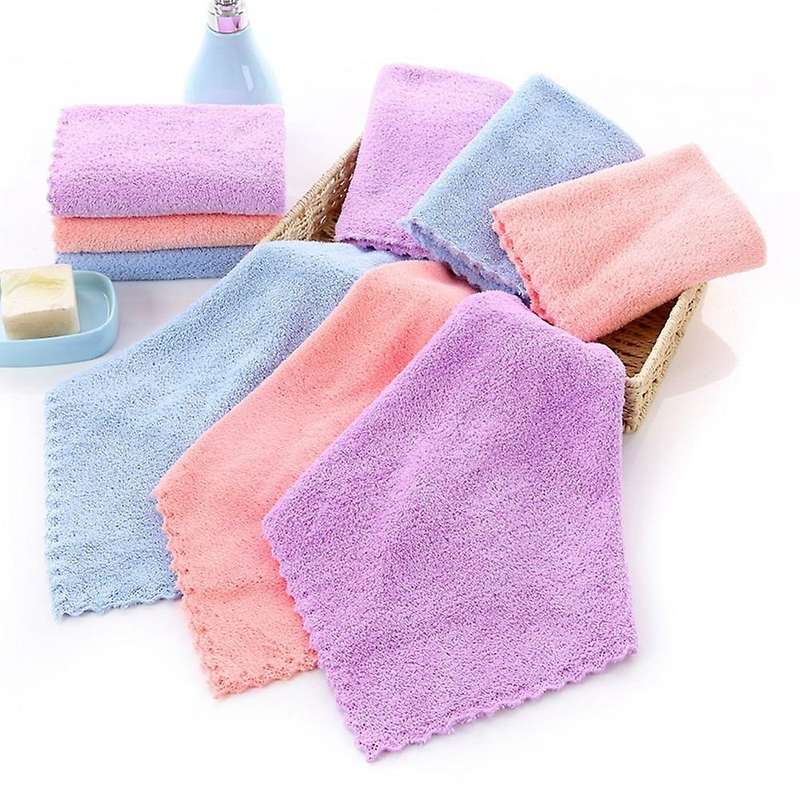 High-Density Coral Velvet Towel Long Velvet 35X75 Thick Lace Towel Absorbent Trimming Towel Clean Mu