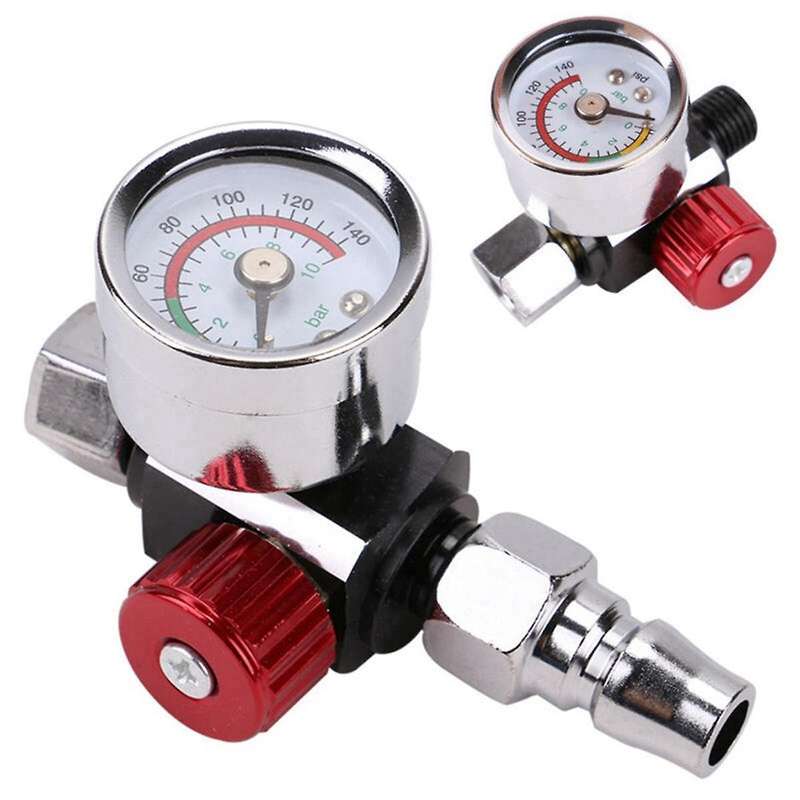High-Flow Air Pressure Regulator with Instrument, 0-140 PSI Air Flow Control Regulating Valve is Sui